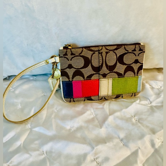 Coach Signature Multicolor Wristlet - Picture 1 of 5